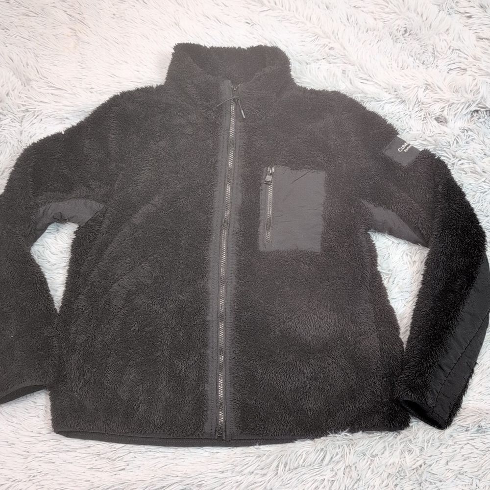 Calvin Klein Performance Jacket Womens L Black Gorpcore Fuzzy Warm Cozy Zip Up